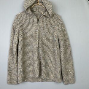 NWT Soft Surroundings Sz Large Chandra Sequin Cardigan Sweater Zip Front Hood